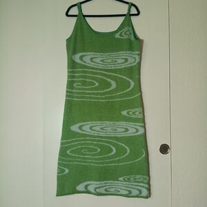 House of sunny galaxy hockney green knitted midi dress L. Y2k nostalgia psychpop